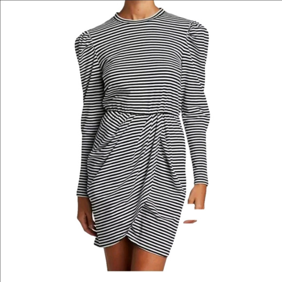 Derek Lam IO Crosby Nyla Puff Sleeve striped Cotton mini dress Size SM - Picture 1 of 16
